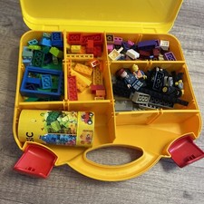 Lot Of Vintage Legos In Travel Plastic Storage Carrying Case Mini figures Misc