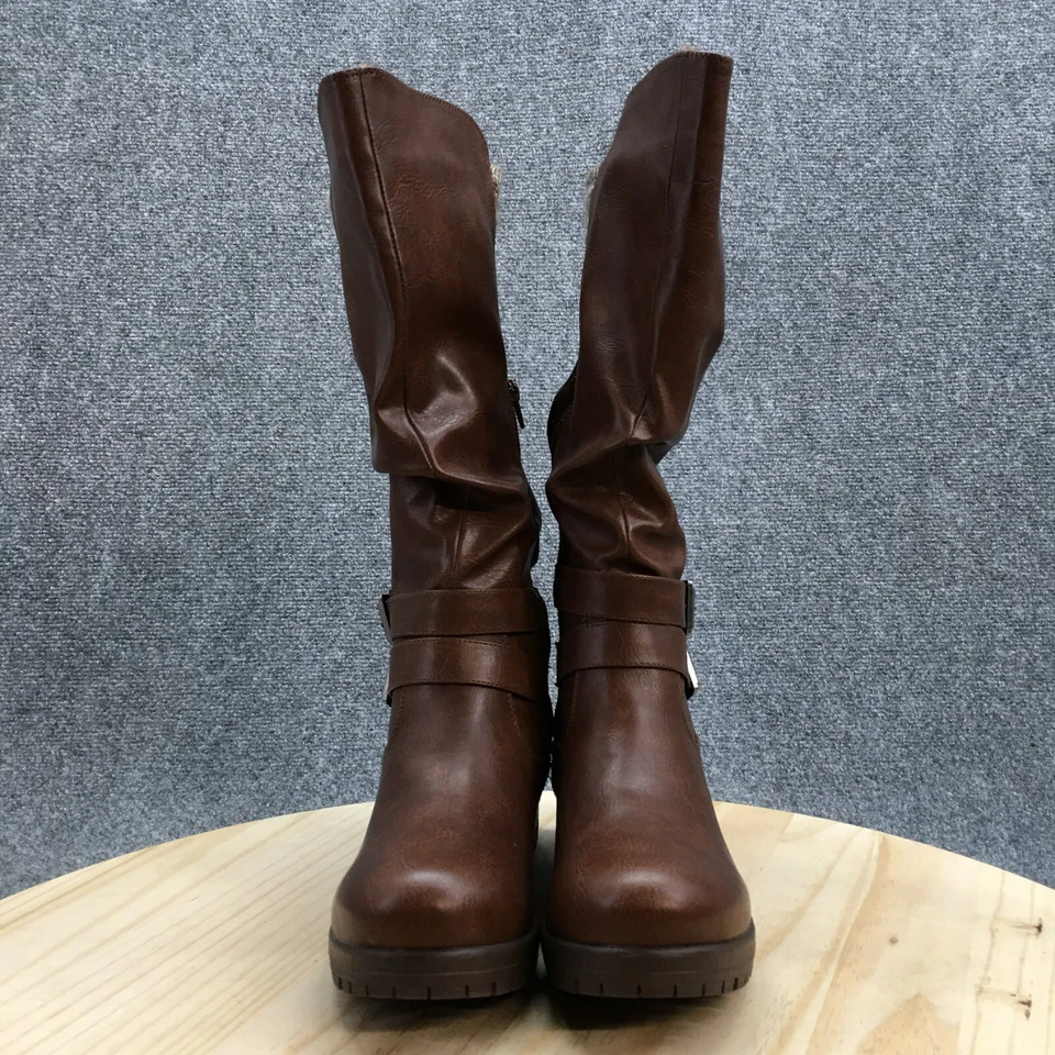 Maurices Winter Boots Womens 8M Veronica Brown Faux Leather Mid Sweater Cuff - Image 4 of 4