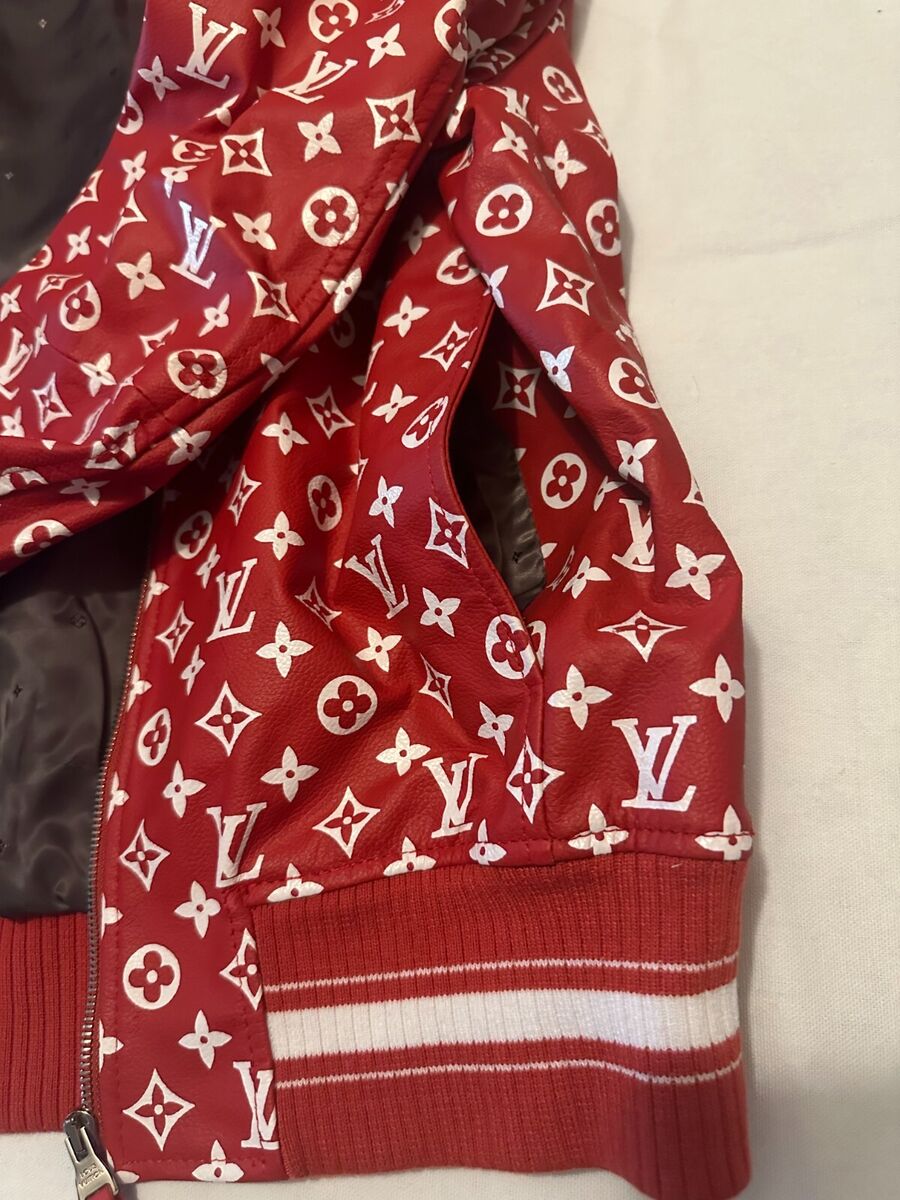 Men's Louis Vuitton Supreme Monogram Bomber Leather Jacket Men's Louis Vuitton Supreme Monogram Bomber Leather Jacket