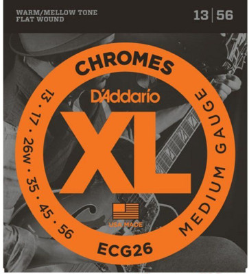D'Addario ECG26 Chromes flach gewickelte E-Saiten 13-56