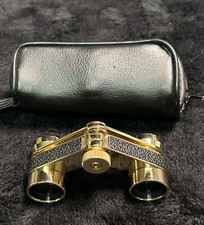 Tasco 588 Binoculars 2.5X Spy Glasses 24k Gold Plated W/ Case - Made In Japan -