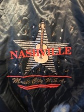 Vintage Music City USA Jacket Size XL Black Satin Nashville Tennessee - USA MADE