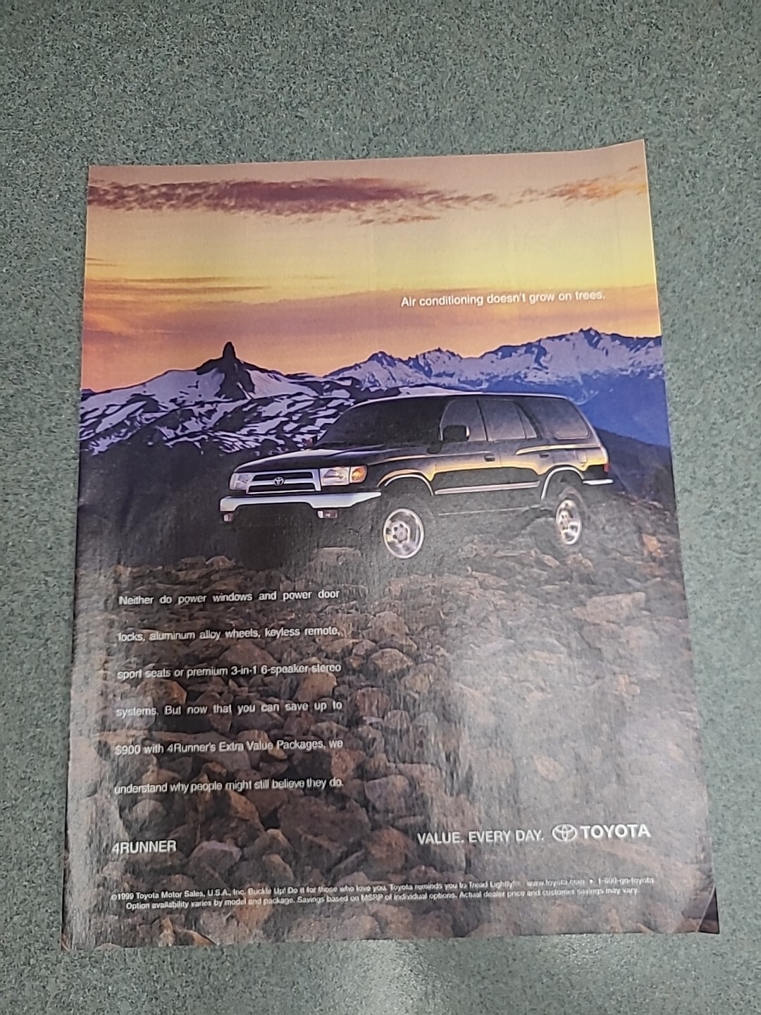 Toyota 4Runner Print Ad 2000 8x11 Great To Frame Decor 