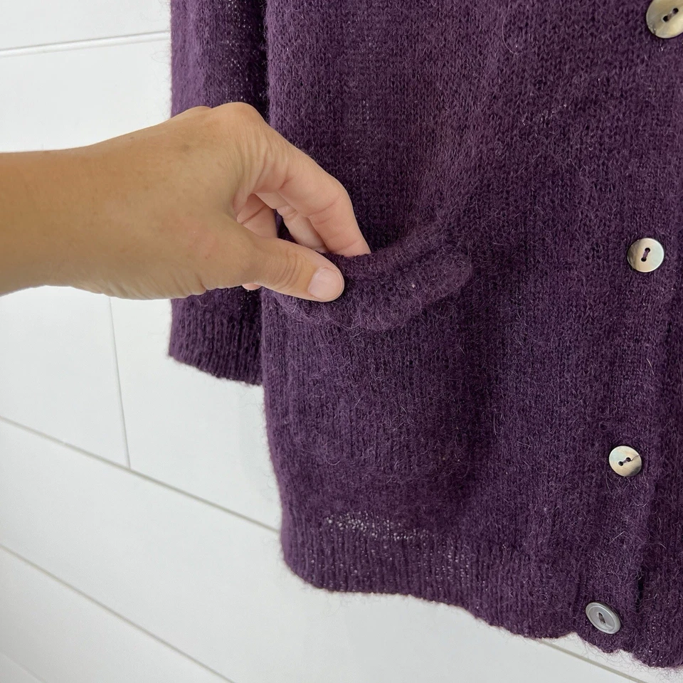 Cárdigan Suéter Boden Talla 10 Lana Mohair Ligero Púrpura Foto 2 de 4