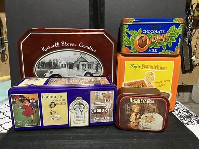 Lot Candy Tins Russell Stover Cadbury Hershey Reese s Terry s Orange Chocolate