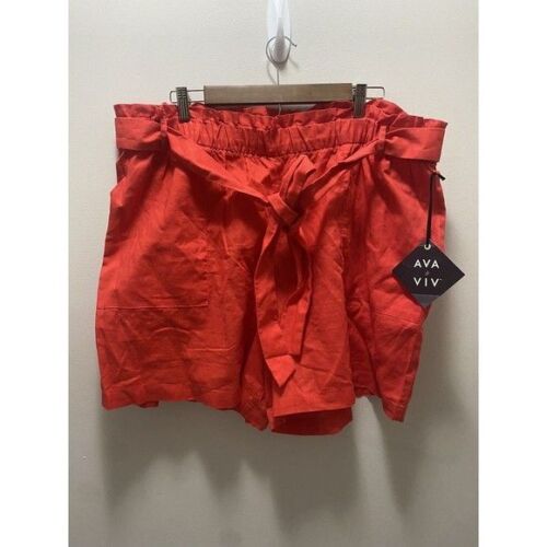 Ava & Viv Linen Blend Coral Front Tie Shorts
