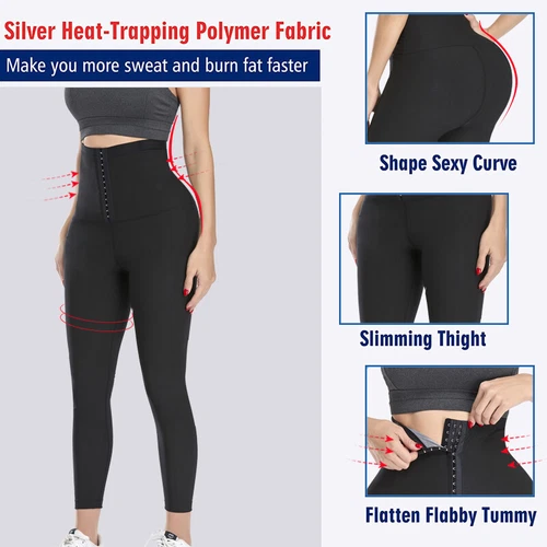 Damen Thermo Sauna Leggings Bauchweg Schwitzhose Abnehmen Laufhosen Sporthosen - Bild 3 von 35