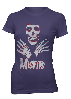 Misfits T-Shirt Hands Purple The Crimson Ghost Logo Mascot Offiziell Lizenziert