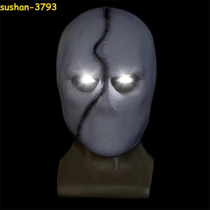 Moon Knight LED Mask Cosplay Latex Helmet Halloween Props Accessories Party Gift - Image 3 of 4