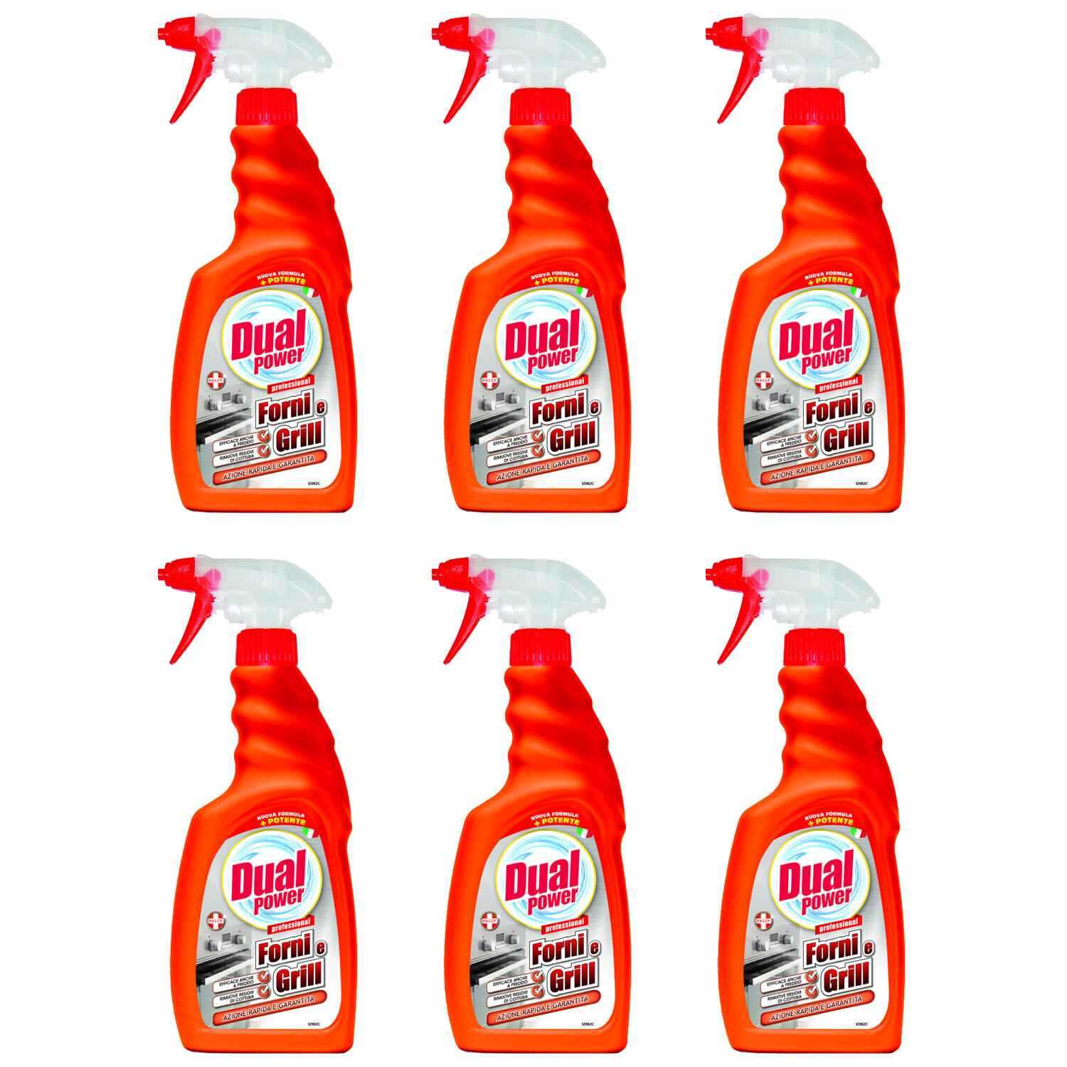 6pz Dual Power Professional Forni e Grill detergente cappe piastre spray 500ml