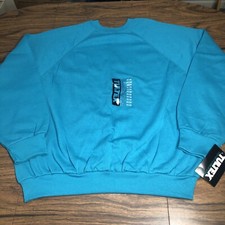 NOS Vintage Tultex Blank Sweatshirt Mens 2XL Teal Blue Raglan Made USA 80s 90s