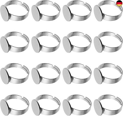 Healifty 20pcs 12mm Ringrohling Basen Edelstahl Cabochon Ring Lünette Rohlinge 