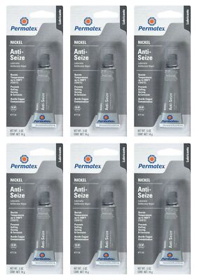 Permatex Nickel Anti-Seize High Temperature Lubricant 0.5 FL oz Tube Set of 6