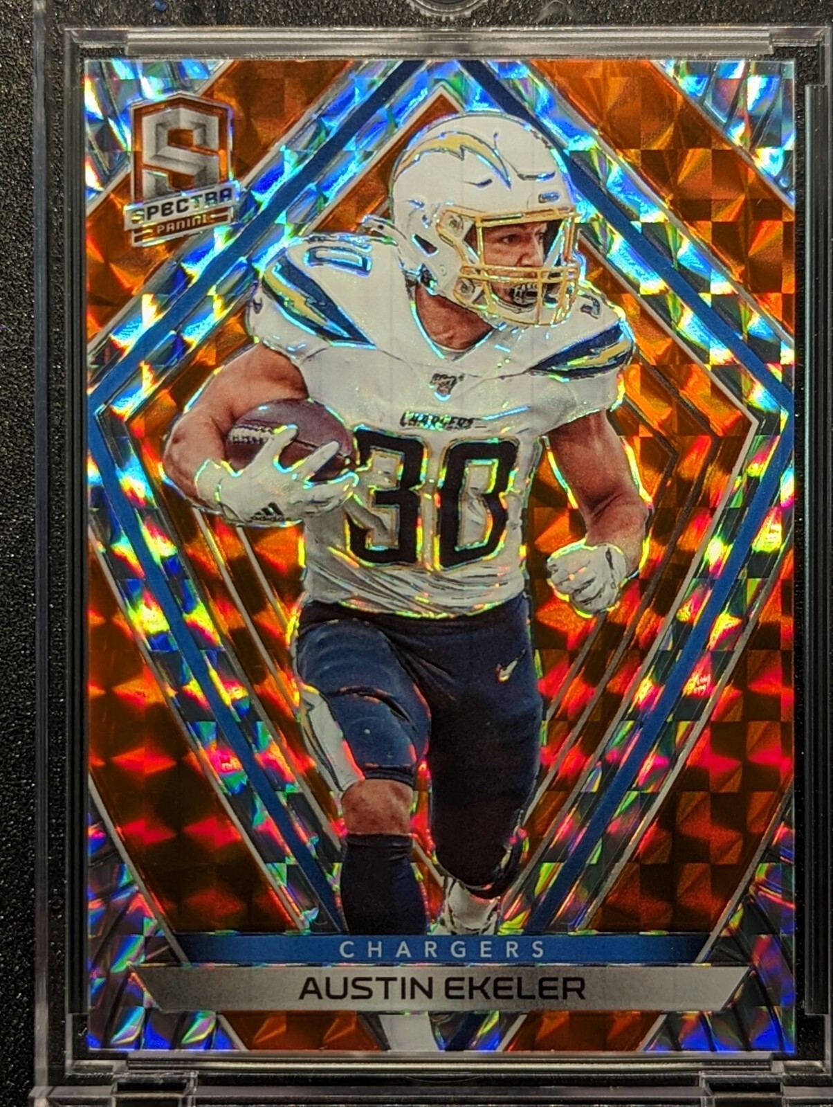 AUSTIN EKELER 2020 Panini Spectra Neon Blood Orange Mosaic Prizm SSP /15