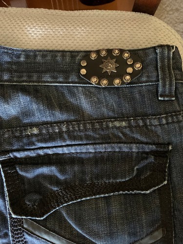 Do Denim Men's Blue Studded Pocket Straight Denim Jeans Size 36x32 - Picture 5 of 6