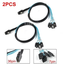 2x Mini SAS to 4 SATA SFF-8087 Multi-Lane Forward Breakout Splitter Cable 3 Feet