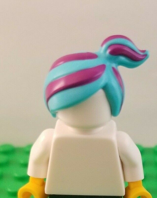 LEGO Hair Blue Purple Minifigure Sideways Ponytail Highlight Punk New Age Wig