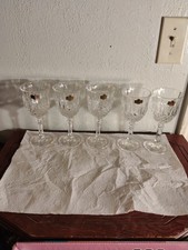 Vtg 5 Bleikristall Cut Crystal Wine Glass' 6.5" Tall Made In Yugoslavia Nice