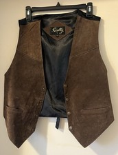 Vintage SCULLY Western Snap VEST Genuine Brown Suede Leather Men  s Sz S