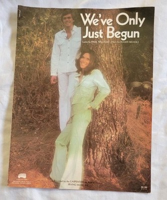 WE'VE ONLY JUST BEGUN Sheet Music 1972 The Carpenters Song Guitar Piano