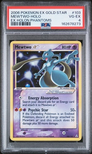 2006 POKEMON EX HOLON PHANTOMS GOLD STAR #103 MEWTWO-HOLO PSA 4