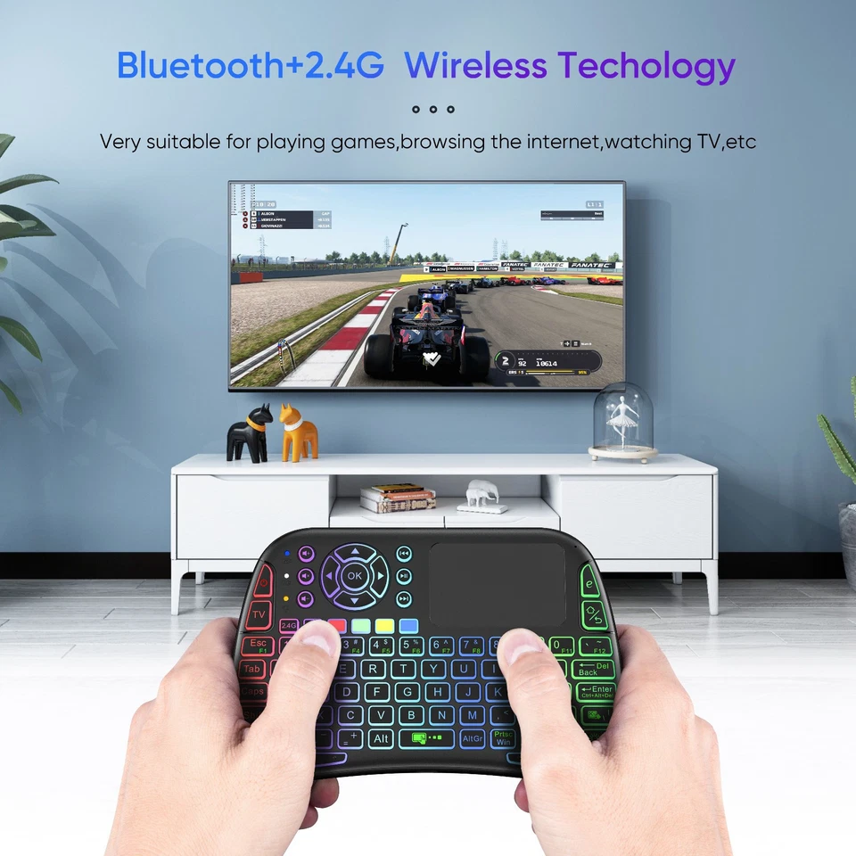 Bluetooth mini Keyboard with Touchpad,2.4Ghz, Backlight, Rechargeable, for TVbox - Image 2 of 4