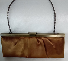 Vintage Evening Clutch Purse. Bronze Colored Satin.