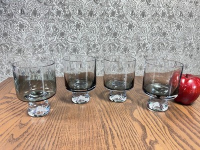 Vintage Tom Dixon Tank Low Ball Glasses Smoke Whiskey Bar Glassm MCM Mid Century