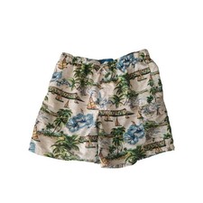 Croft and Barrow Swimsuit trunk shorts lined Palms  Sailboat Cargo Size XL GUC
