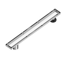 Neodrain 24-Inch Offset Linear Shower Drain with Tile Insert Grate Cover, Bru...