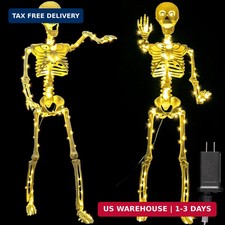 2 Pack 40 Inches Plug Operated 400 LED Light Up Halloween Skeleton Full Body Pos