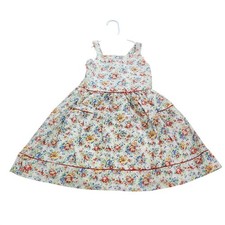 Polo Ralph Lauren Girls Floral Sun Dress Blossom Print Red Piping Size 6 NWT