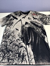 Affliction Grim Reaper Made In USA All Over Print T Shirt Sz XL Y2K