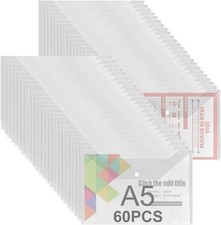 60 Stück Dokumentenmappe mit Druckknopf A5 Dokumententasche Transparent 