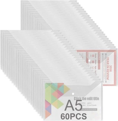 ASELECTED 60 Stück Dokumentenmappe mit Druckknopf A5 Dokumententasche Transparent