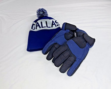Dallas Pom Beanie Czapka zimowa + Thinsulate Izolowane Rękawice śniegowe Niebieska Czarna Rękawica