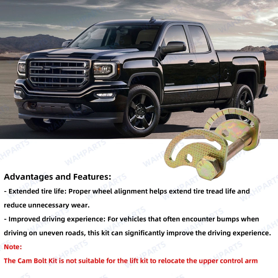 For 2001-2018 Chevy Silverado 1500 Front Alignment Camber Caster Cam Bolt Kit Foto 3 de 4