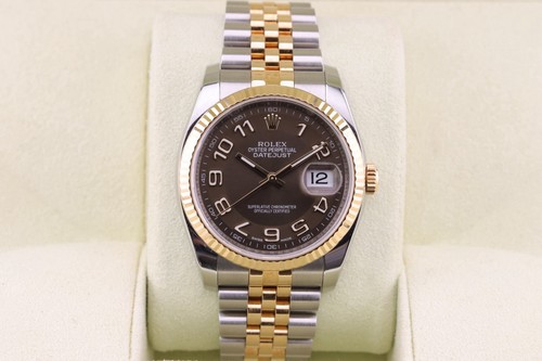 Rolex Datejust 36 Two Tone Yellow Gold 116233 Full Set Jubilee Hidden Clasp