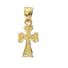 14K Yellow Gold Small CROSS Charm / Pendant, Made in USA