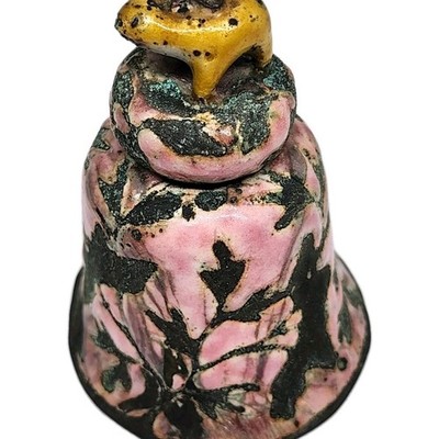 Qing Dynasty Chinese Brass Bell c.1880   Folk Art Animal Finial   Handcrafted