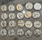 90 % SILVER WASHINGTON QUARTERS LOT OF 20 $5.00 FACE VALUE