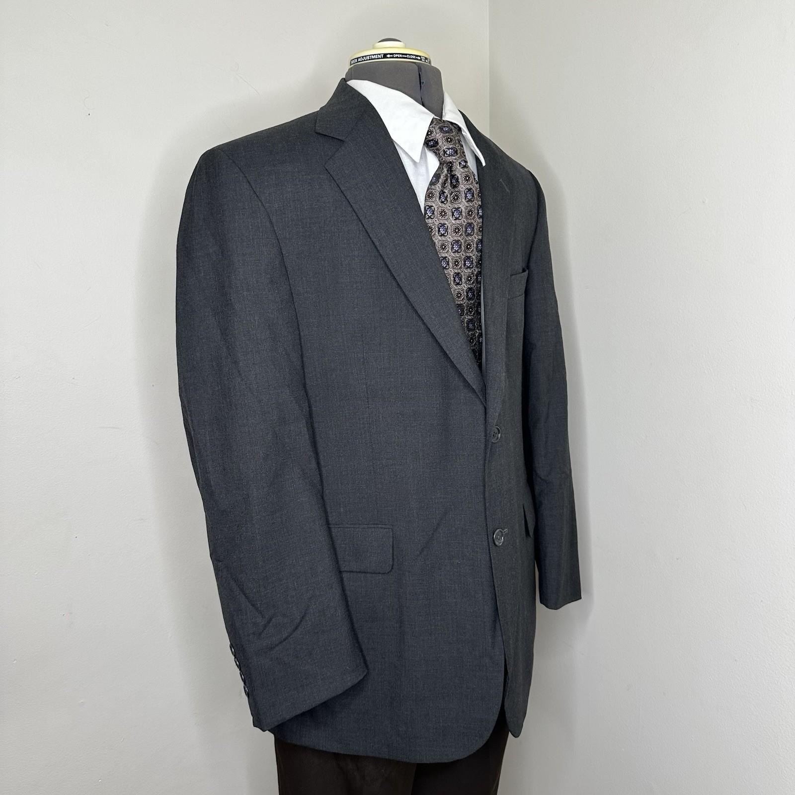 Stafford Mens 41R Blazer Sport Coat Suit Jacket Gray 2 Button Wool