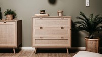 Kommode Anrichte Schrank Bali Sonoma Eiche Rafia Wohnzimmerschrank Bast 80 Cm