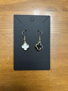 Authentic Black And White Clover Earrings Gold Plated
