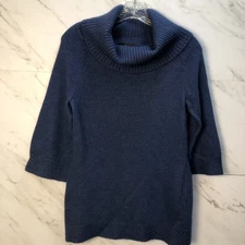 Fenn Wright Manson Sweater Women's S Blue Angora Wool Blend 3/4 Sleeve Cowl Neck