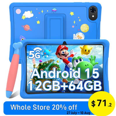 TABWEE K10 10.1 Inch Android 15 Tablet 12GB RAM 64GB WiFi FHD GPS Stylus Bundle