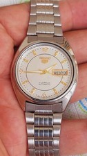 Seiko 5 Automatic Watch Vintage White dial 6309 Movement Day/Date @Japan