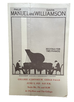 Philip Manuel & Gavin Williamson Piano Recital Program Atq 1925 Cedar Falls IA