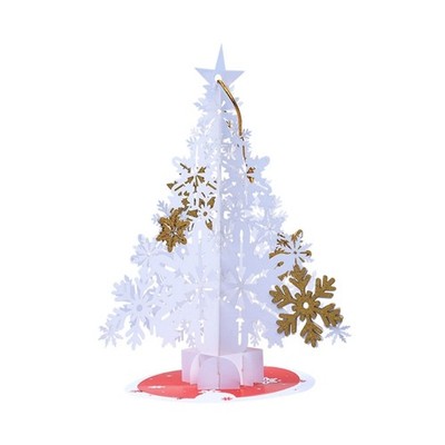 3D Popup Christmas Greeting Card Paper Holiday Snowflake Tree with Envelope Gift
