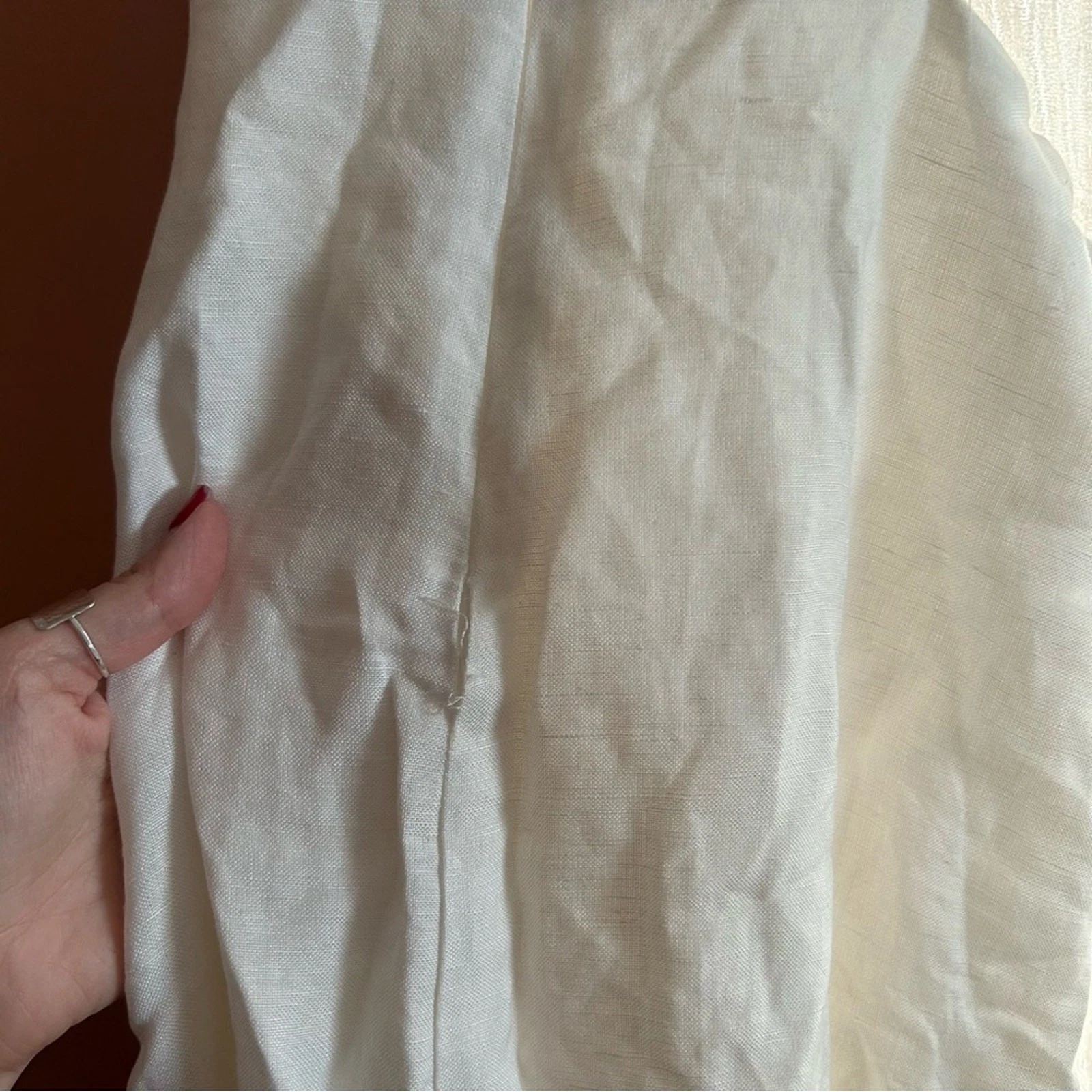 OFF WHITE Abito midi EN SAISON Sophie senza maniche ritagliato misto lino bianco sporco nuovo con etichette S difetto*